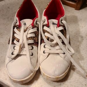 Desigual White and Red Athletic Shoes